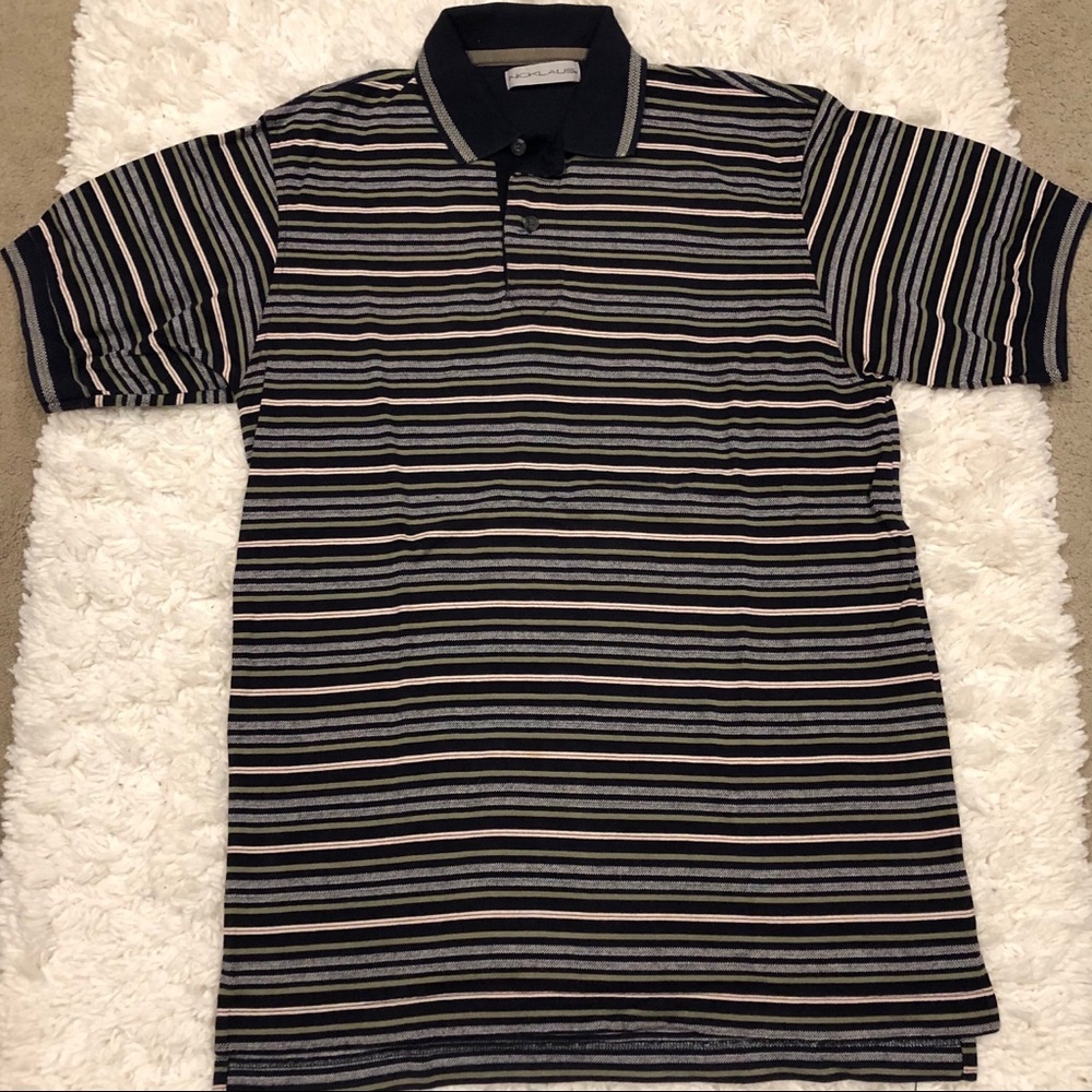 Nicklaus Striped Polo Short Sleeve Shirt Blue‎ Medium